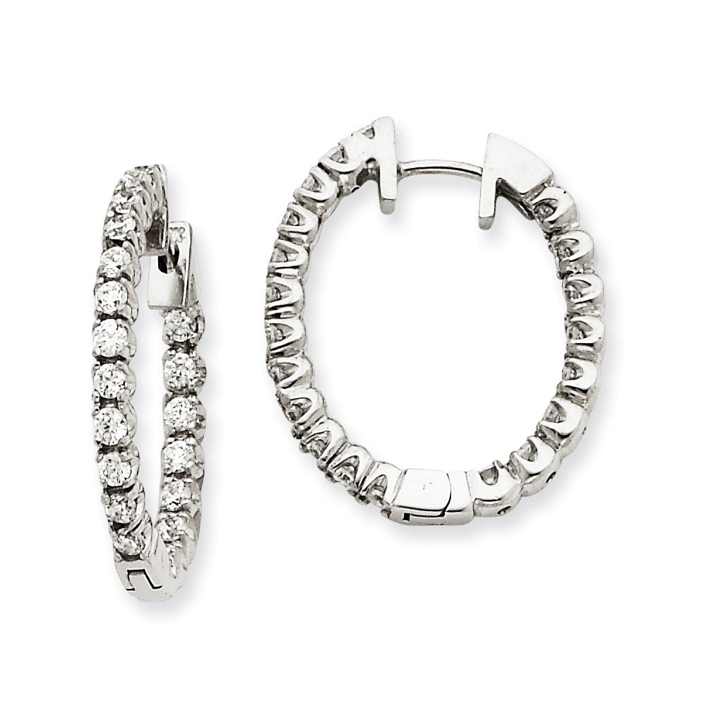 14K Weißgold Creolen mit Klappscharnier und echten Diamanten, VS