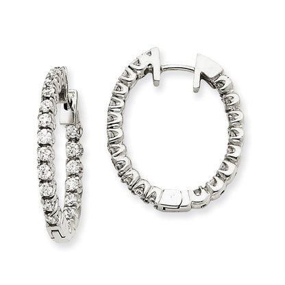 14K Weißgold Creolen mit Klappscharnier und echten Diamanten, VS