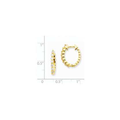 14K Gelbgold Creolen mit echten Diamanten und Scharnier