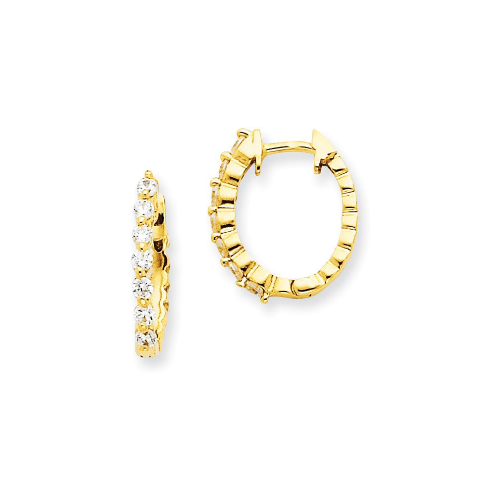 14K Gelbgold Creolen mit echten Diamanten VS und Klappscharnier