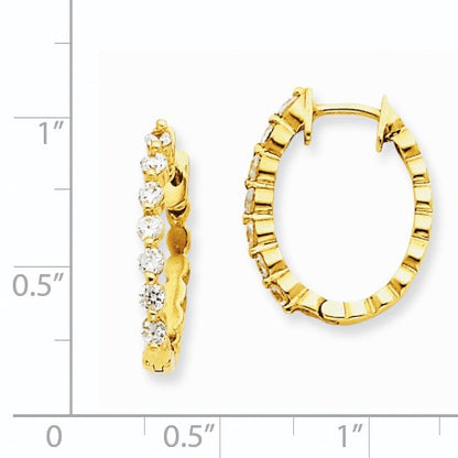 14K Gelbgold AAA echte Diamant-Creolen mit Scharnier