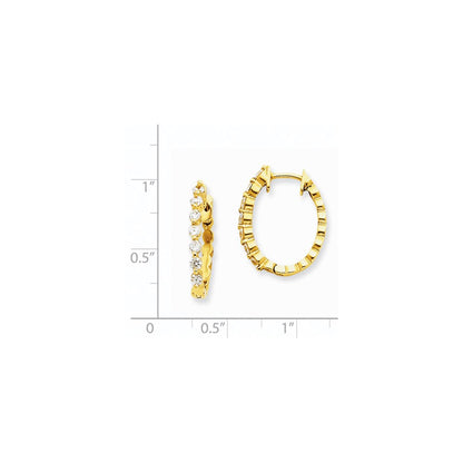 14K Gelbgold Creolen mit echten Diamanten und Klappscharnier