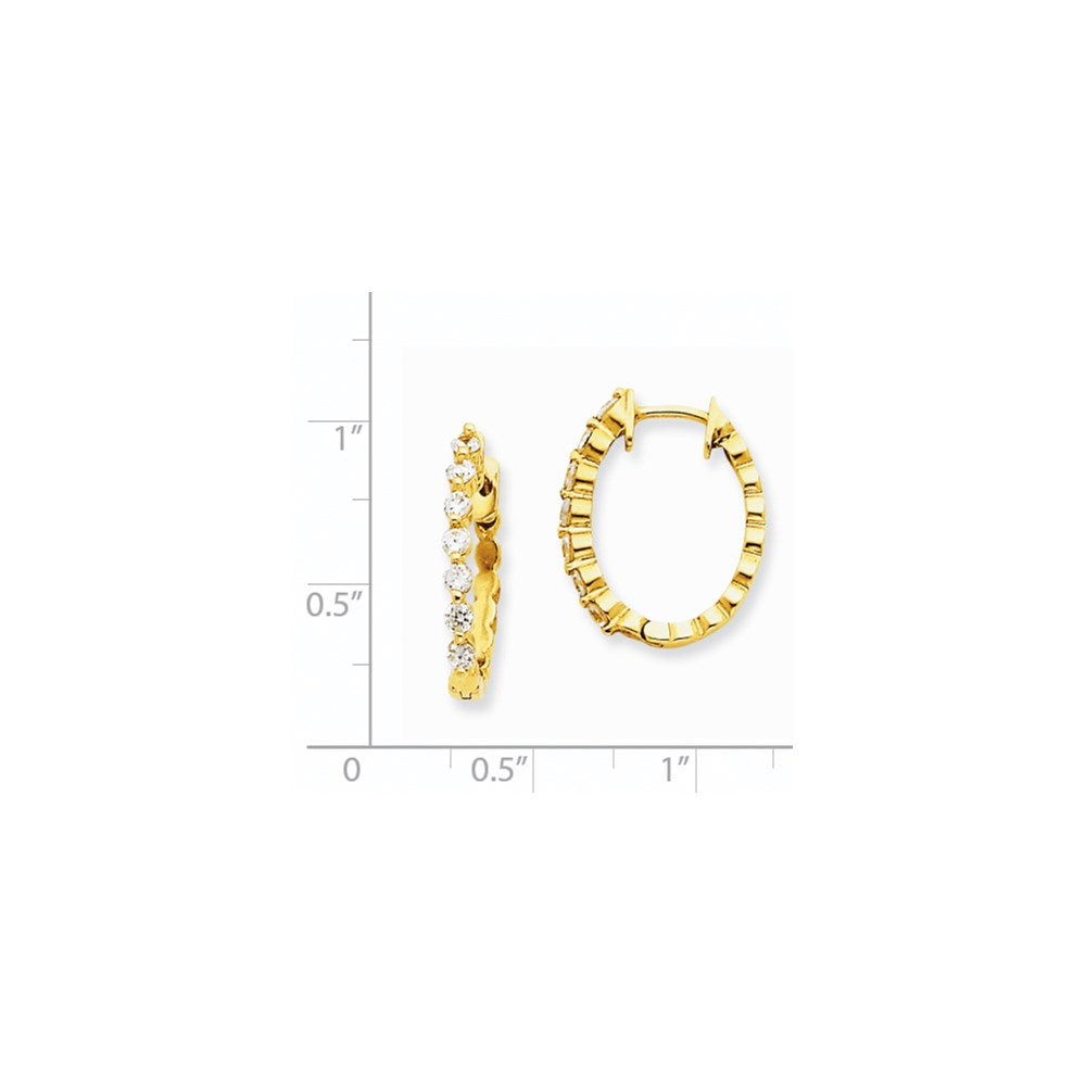 14K Gelbgold AAA echte Diamant-Creolen mit Scharnier