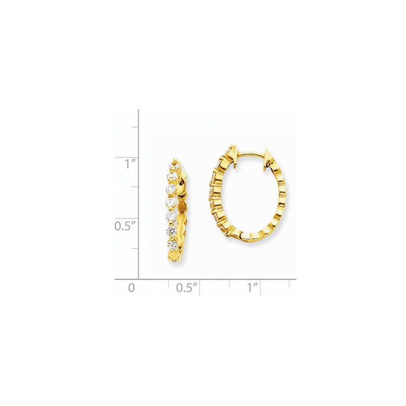 14K Gelbgold AAA echte Diamant-Creolen mit Scharnier