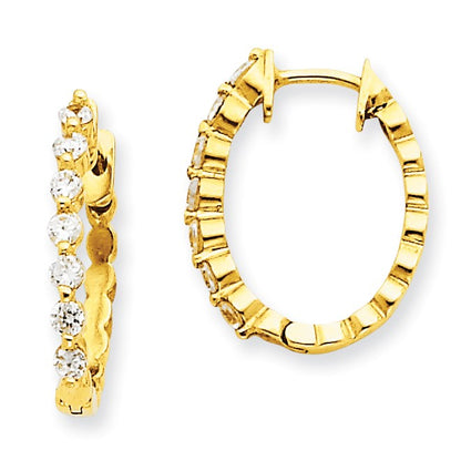 14K Gelbgold AAA echte Diamant-Creolen mit Scharnier