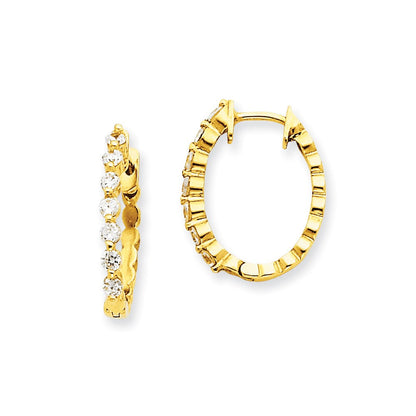 14K Gelbgold Creolen mit echten Diamanten und Klappscharnier