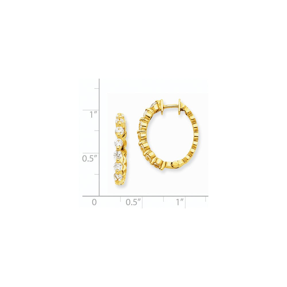 14K Gelbgold Creolen mit Klappscharnier und echten AAA-Diamanten