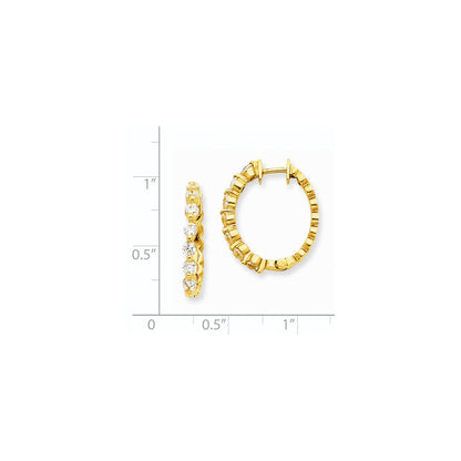 14K Gelbgold Creolen mit echten Diamanten und Klappscharnier