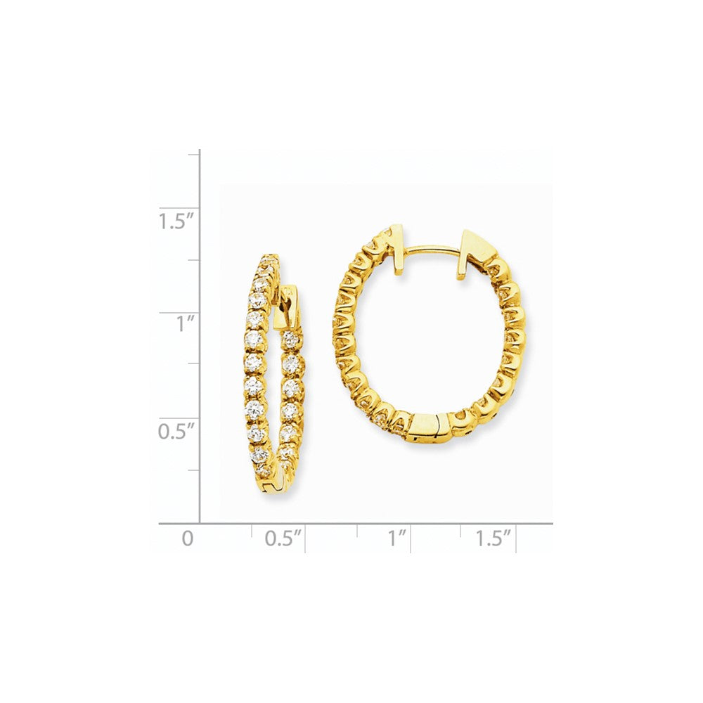 14K Gelbgold Creolen mit echten Diamanten und Scharnier