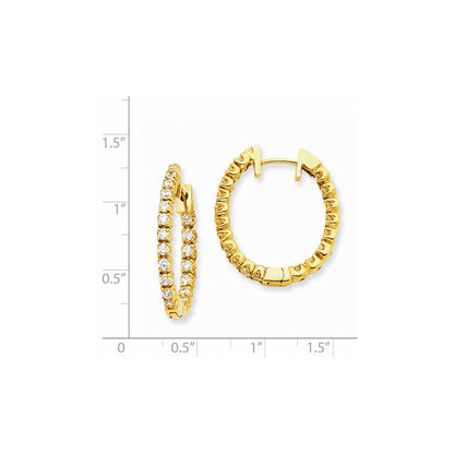 14K Gelbgold Creolen mit echten Diamanten und Scharnier