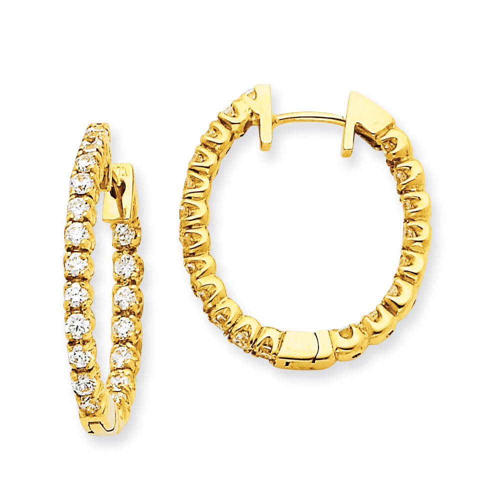14K Gelbgold Creolen mit Klappscharnier und echten AAA-Diamanten