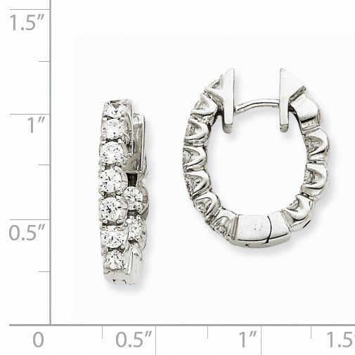 14K Weißgold Creolen mit echten AAA-Diamanten und Klappscharnier