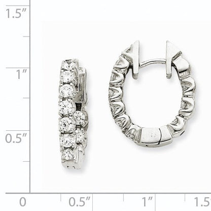 14K Weißgold Creolen mit echten AAA-Diamanten und Klappscharnier