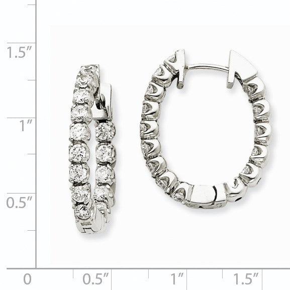 14K Weißgold Creolen mit Klappscharnier und echten AAA-Diamanten