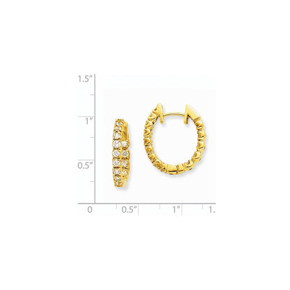 14K Weißgold Creolen mit Scharnier, AAA Echtdiamanten