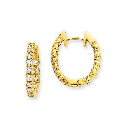 14K Weißgold Creolen mit Scharnier, AAA Echtdiamanten