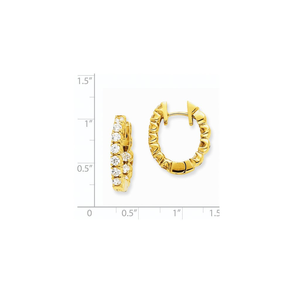 14K Gelbgold Creolen mit echten Diamanten und Scharnier
