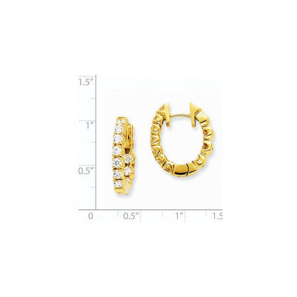14K Gelbgold Creolen mit echten Diamanten und Scharnier
