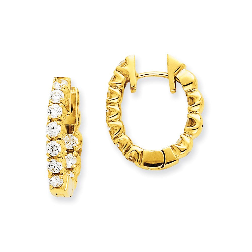 14K Gelbgold Creolen mit echten Diamanten und Scharnier