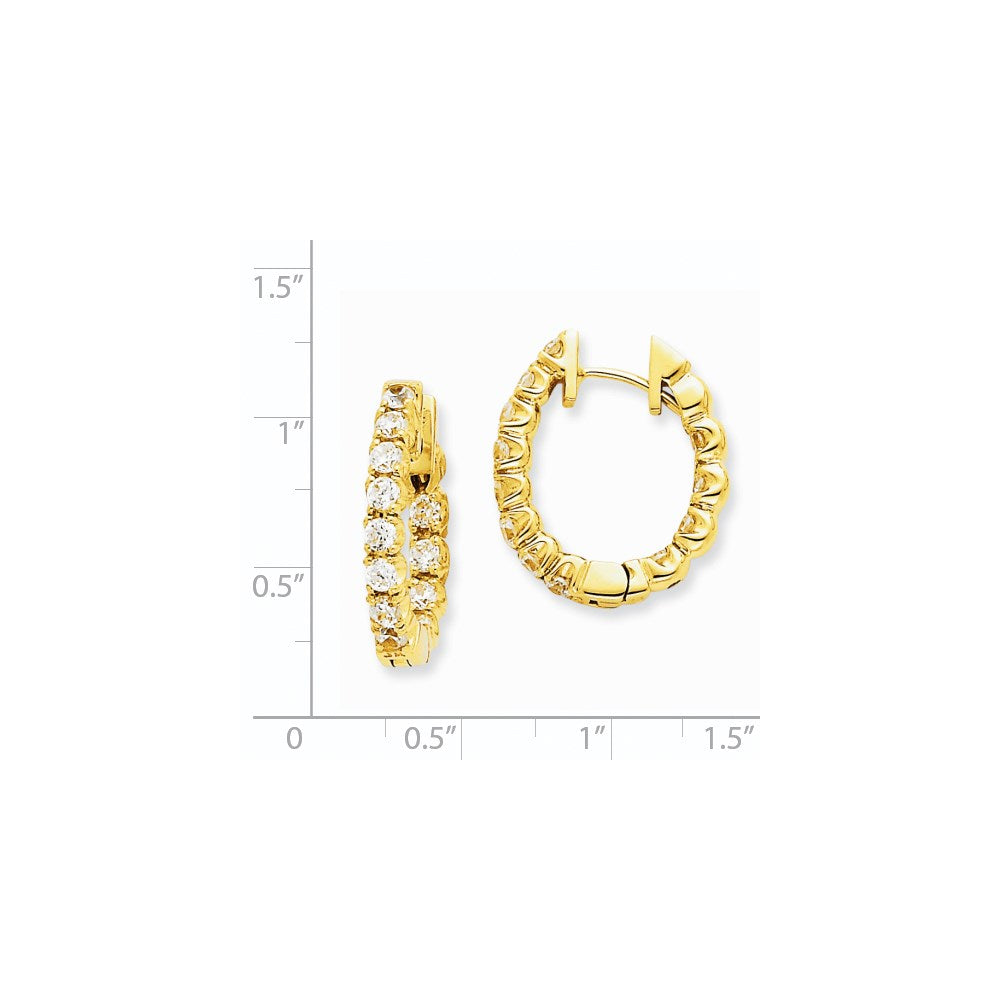 14K Gelbgold Creolen mit Klappscharnier und echten AAA-Diamanten