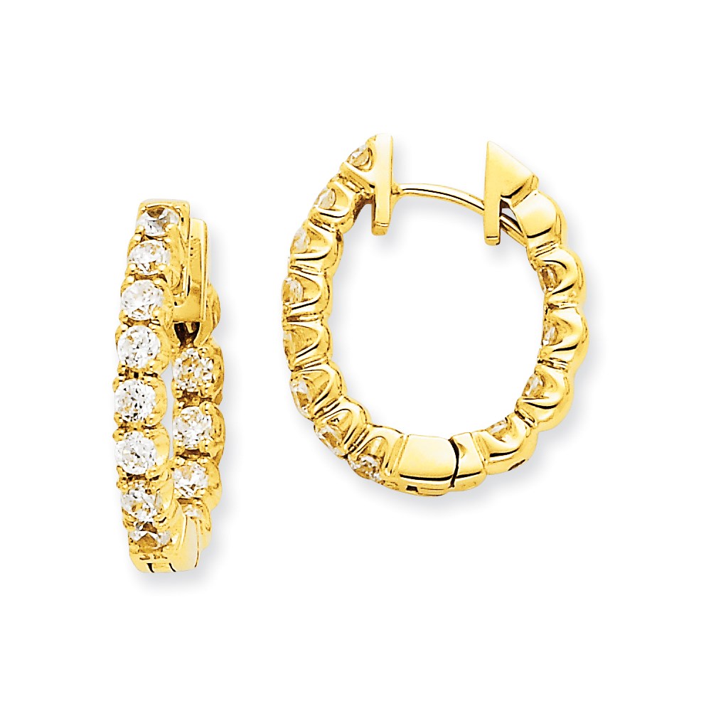 14K Gelbgold Creolen mit echten Diamanten und Klappscharnier