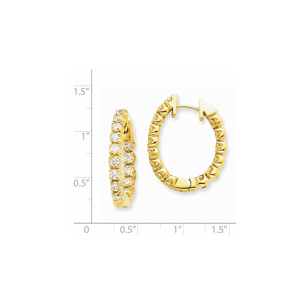 14K Gelbgold Creolen mit echten Diamanten und Scharniermechanismus