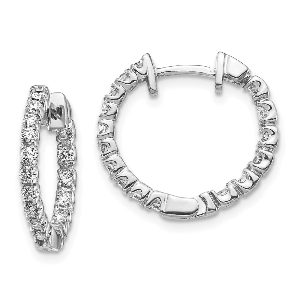 14K Weißgold Creolen mit AA echten Diamanten und Klappscharnier