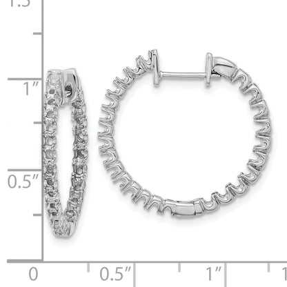 14K Weißgold Creolen mit echten Diamanten und Klappscharnier