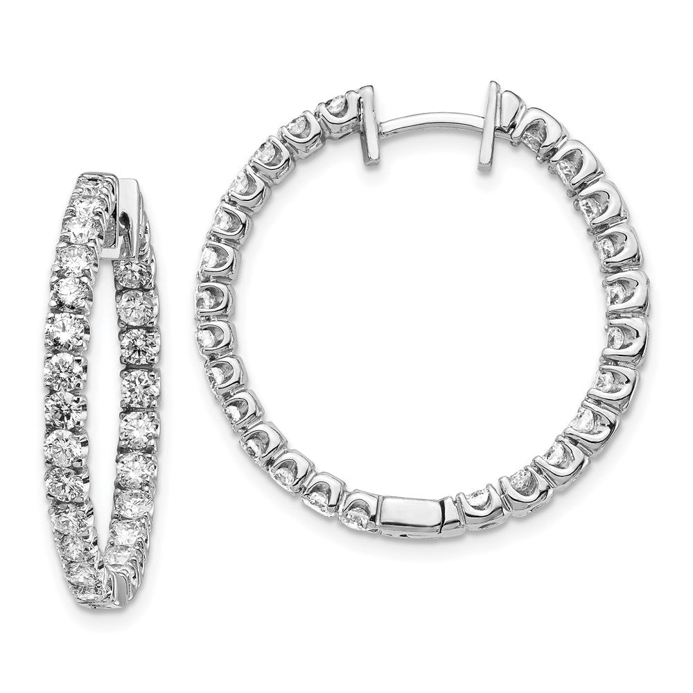 14K Weißgold Creolen mit echten Diamanten und Klappscharnier