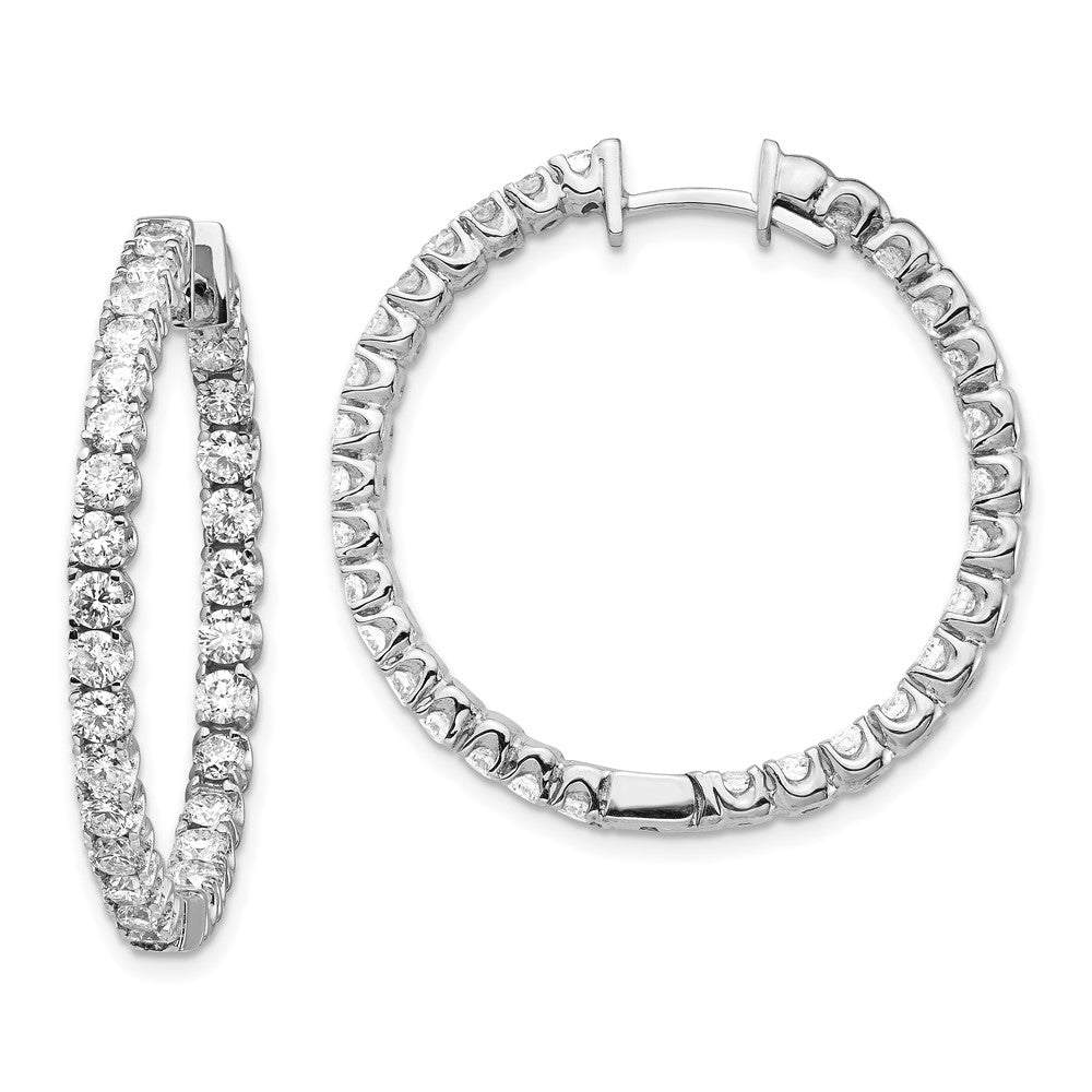14K Weißgold Creolen mit echten AA-Diamanten und Scharnierverschluss