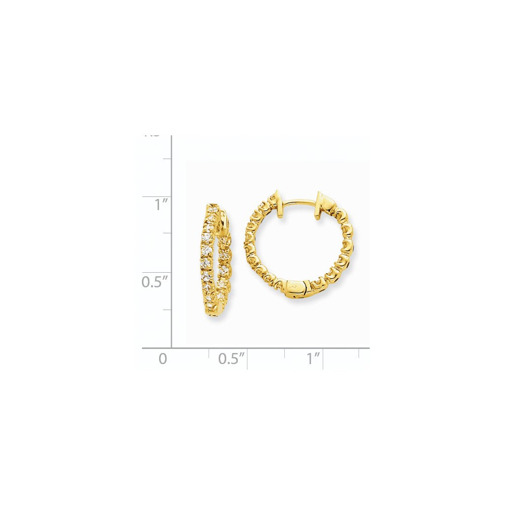 14K Gelbgold Creolen mit echten Diamanten, VS, mit Scharniermechanismus