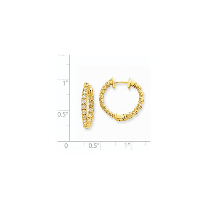 14K Gelbgold Creolen mit echten Diamanten und Klappscharnier