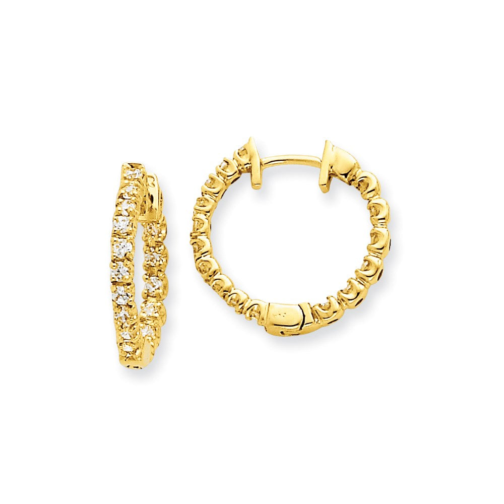 14K Gelbgold Creolen mit Klappscharnier und echten AAA-Diamanten