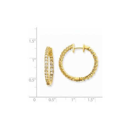 14K Gelbgold Creolen mit echten Diamanten und Klappscharnier