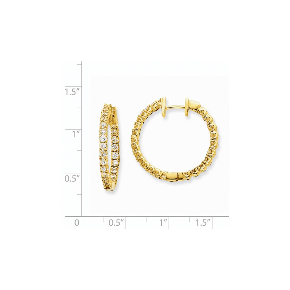 14K Gelbgold Creolen mit Klappscharnier und echten AAA-Diamanten