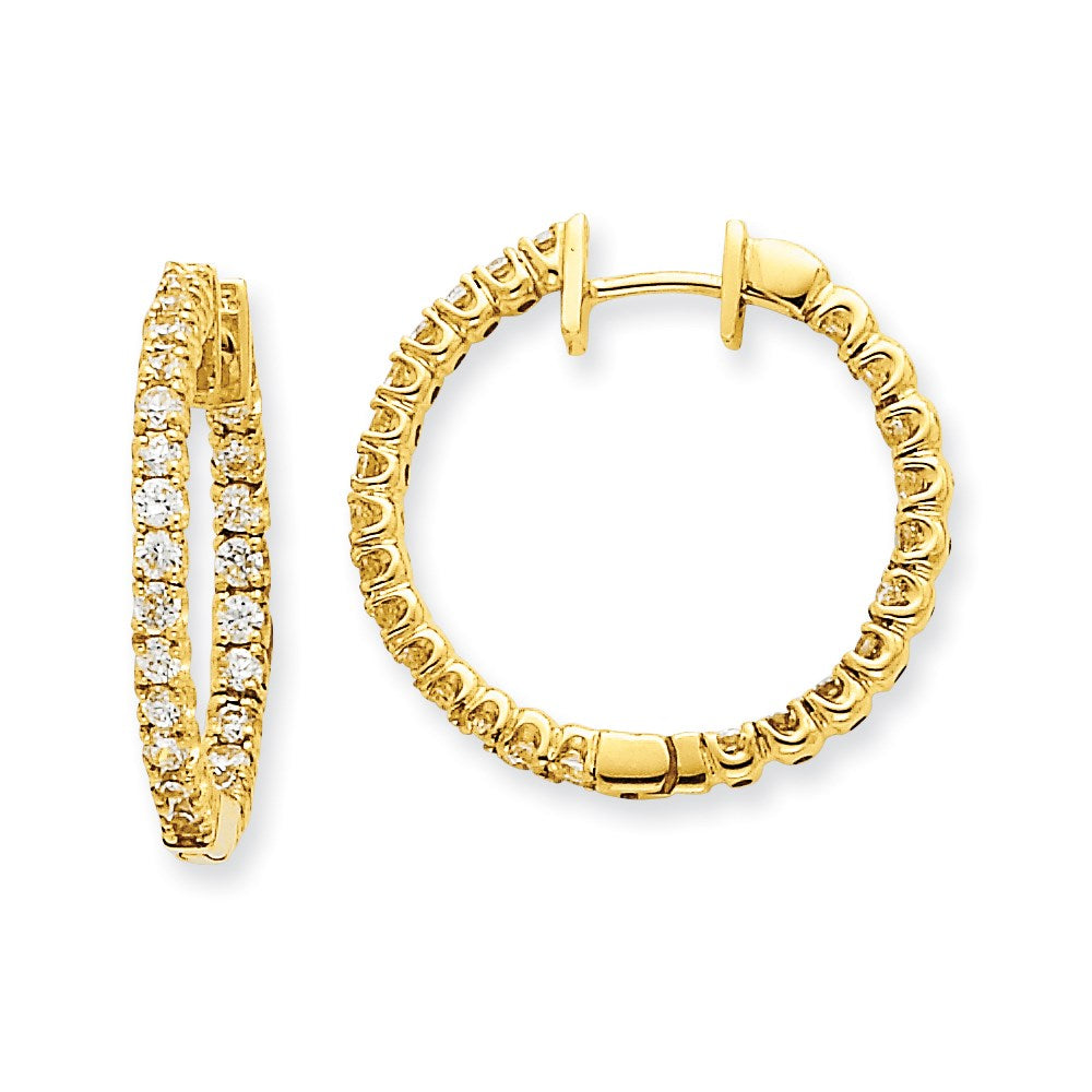 14K Gelbgold Creolen mit echten Diamanten und Klappscharnier