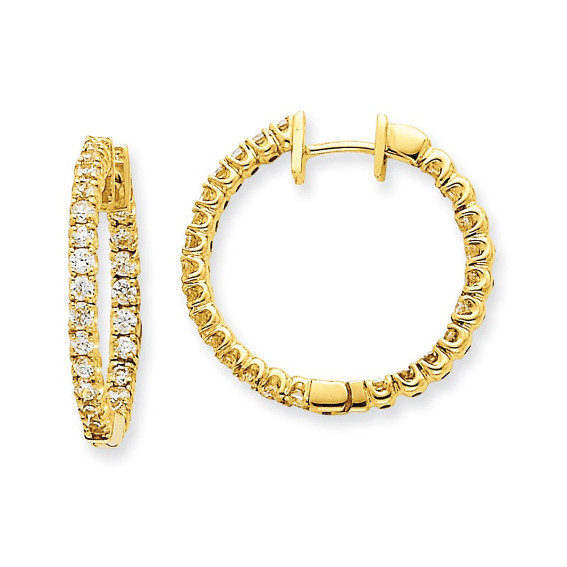 14K Gelbgold Creolen mit echten Diamanten und Klappscharnier