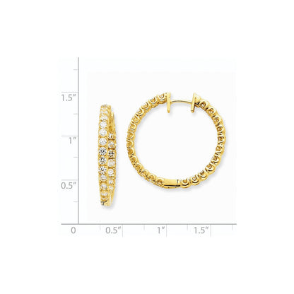 14K Gelbgold Creolen mit echten Diamanten und Klappscharnier