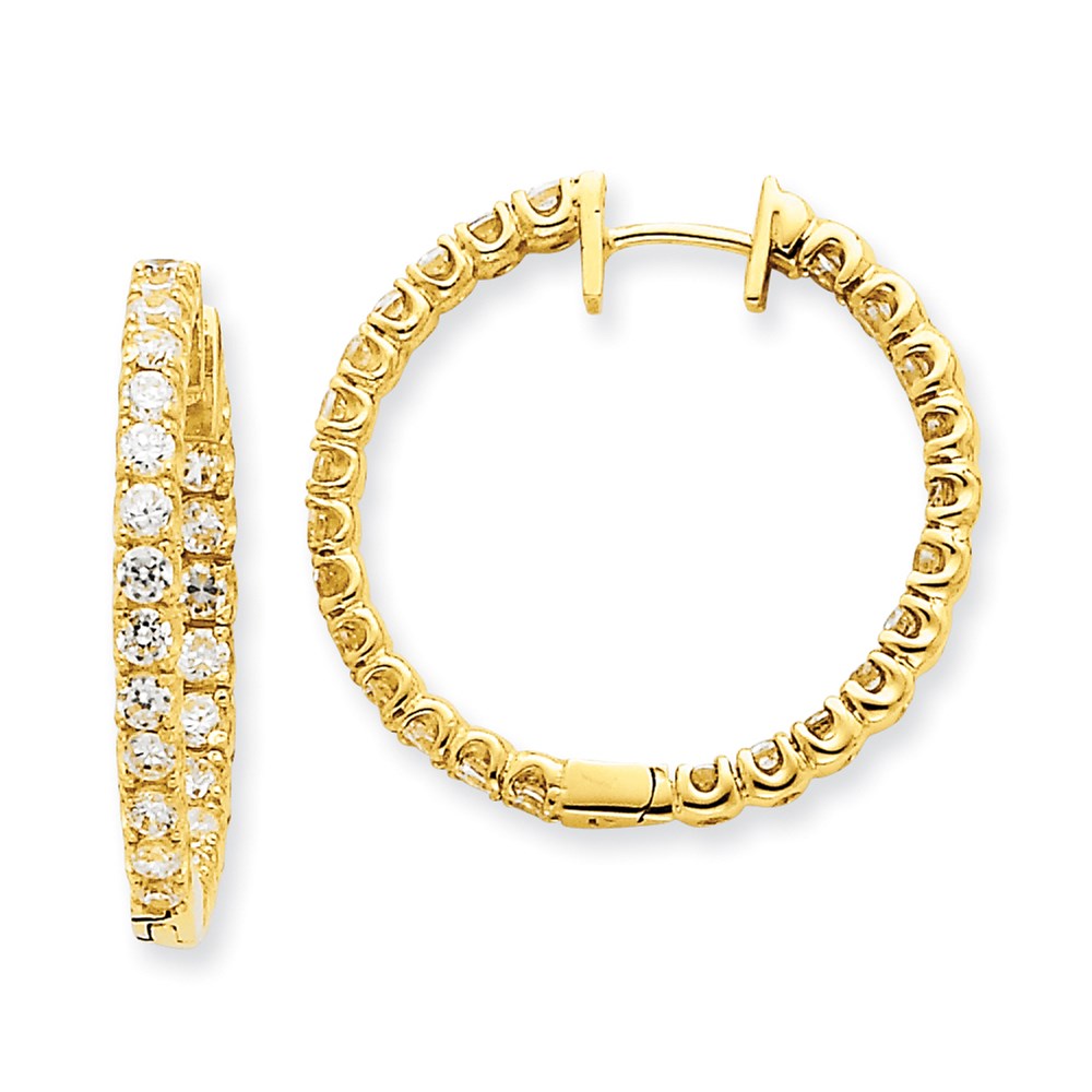 14K Gelbgold Creolen mit echten Diamanten und Klappscharnier