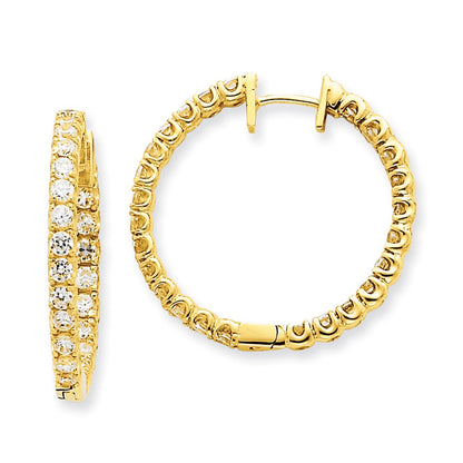 14K Gelbgold Creolen mit echten Diamanten und Klappscharnier