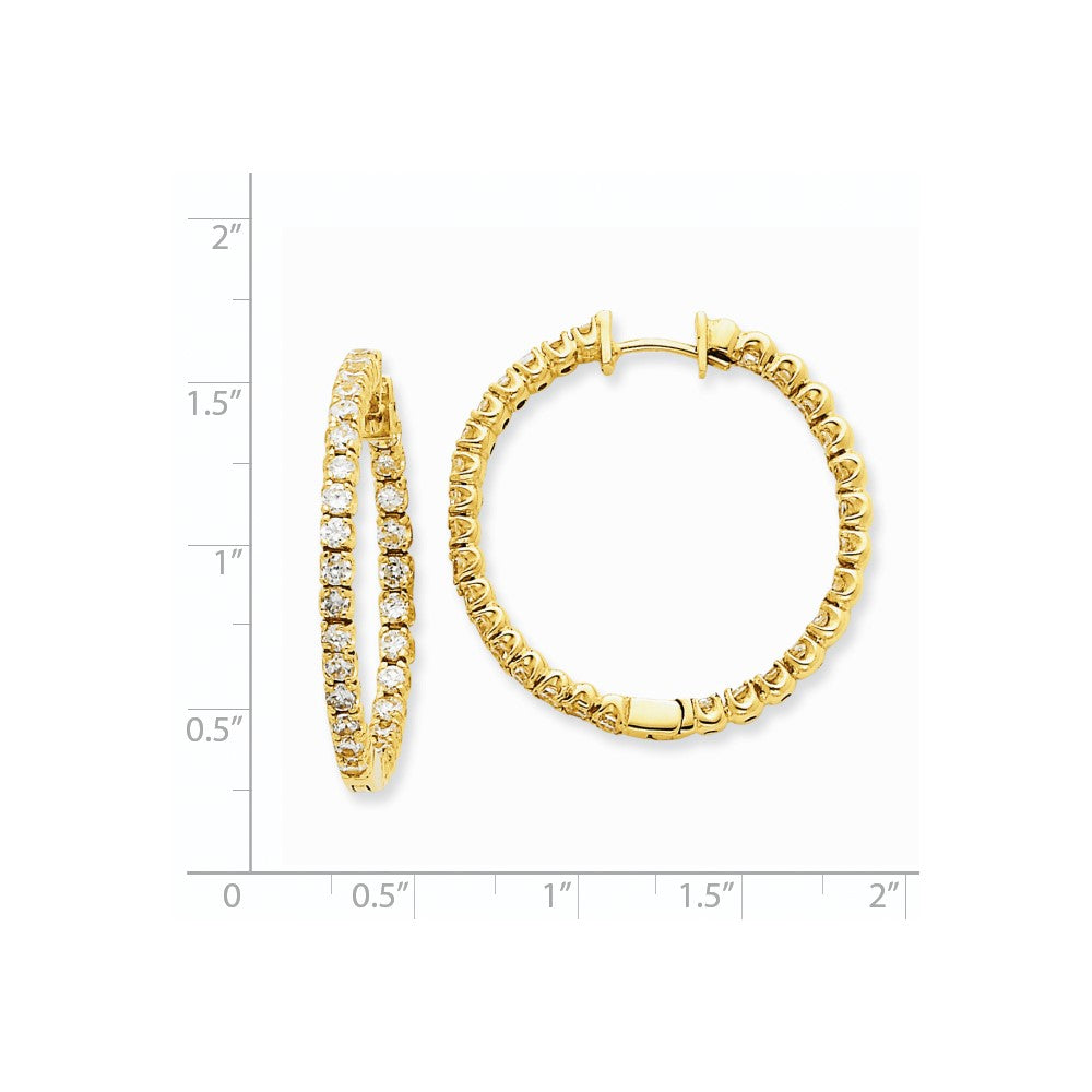 14K Gelbgold Creolen mit Klappscharnier und echten AAA-Diamanten