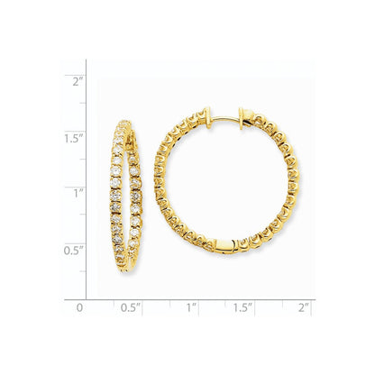 14K Gelbgold Creolen mit echten Diamanten und Klappscharnier