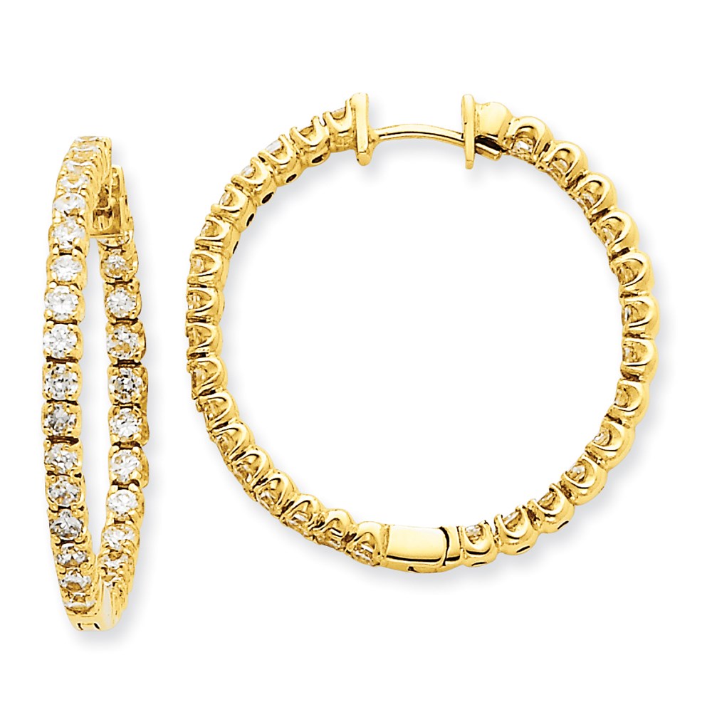 14K Gelbgold Creolen mit Klappscharnier und echten VS Diamanten