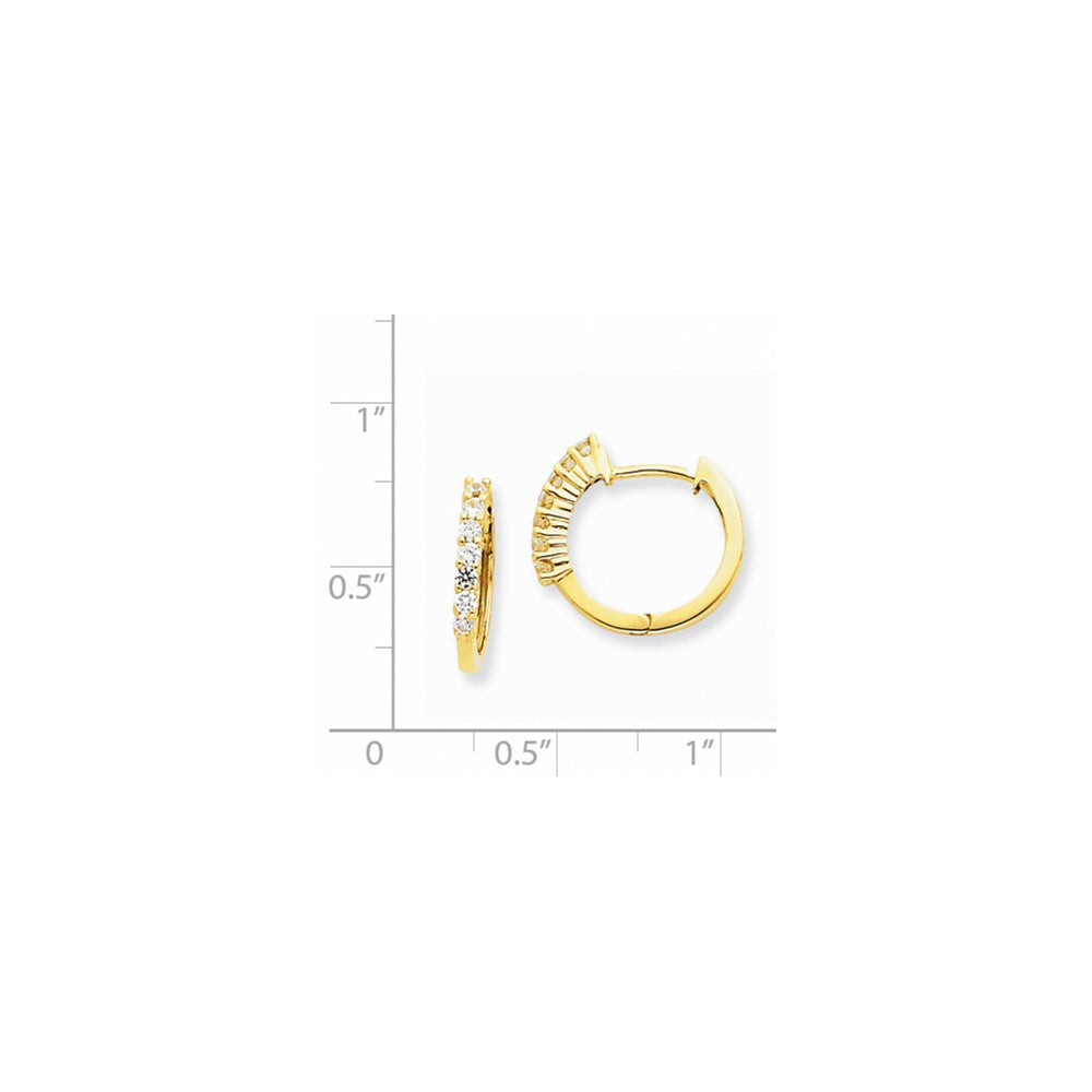 14K Gelbgold Creolen mit echten Diamanten und Klappscharnier