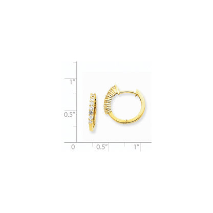14K Gelbgold Creolen mit echten Diamanten und Klappscharnier