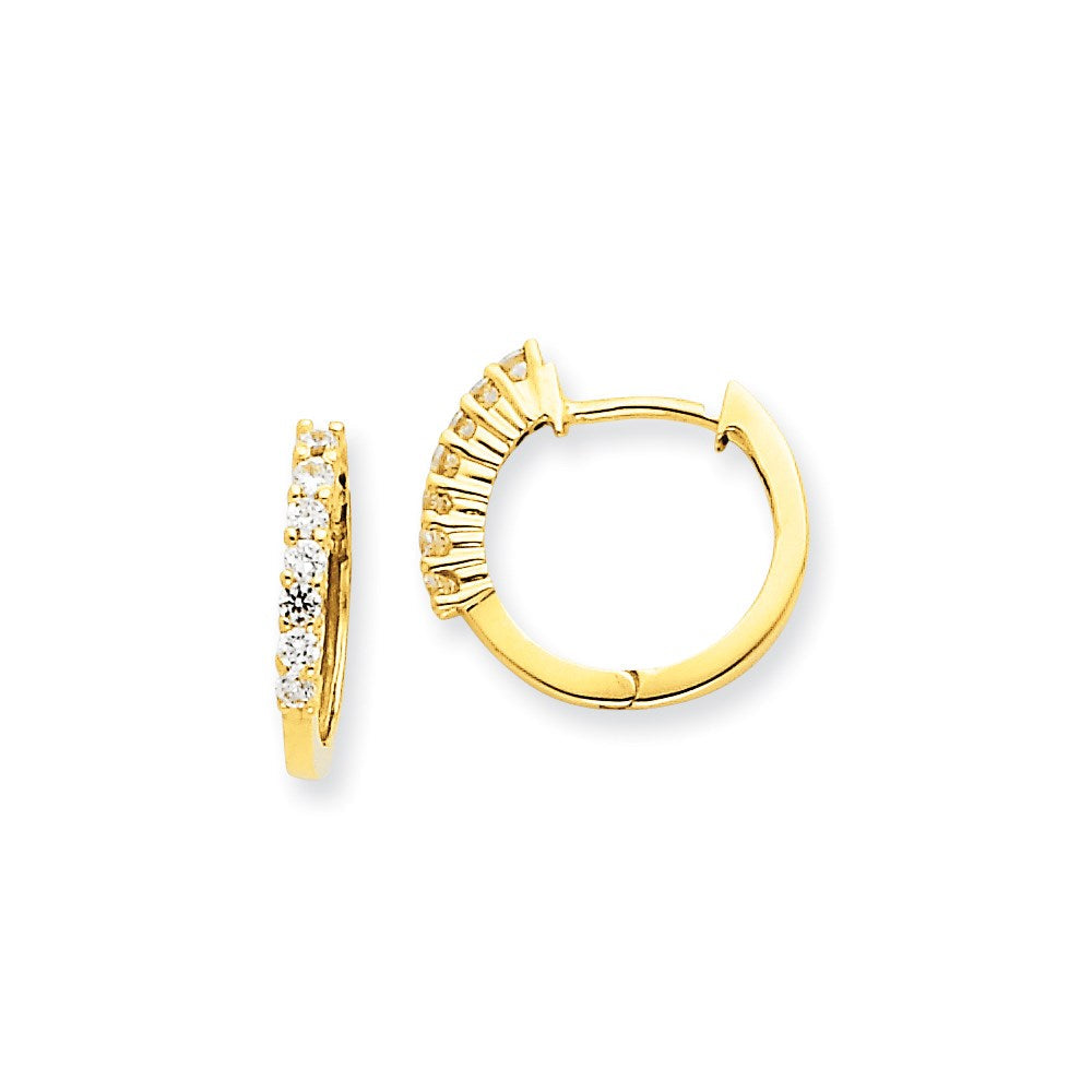 14K Gelbgold Creolen mit echten Diamanten und Klappscharnier