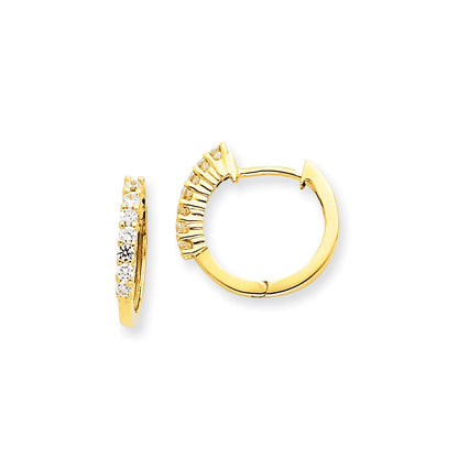 14K Gelbgold Creolen mit echten Diamanten und Klappscharnier