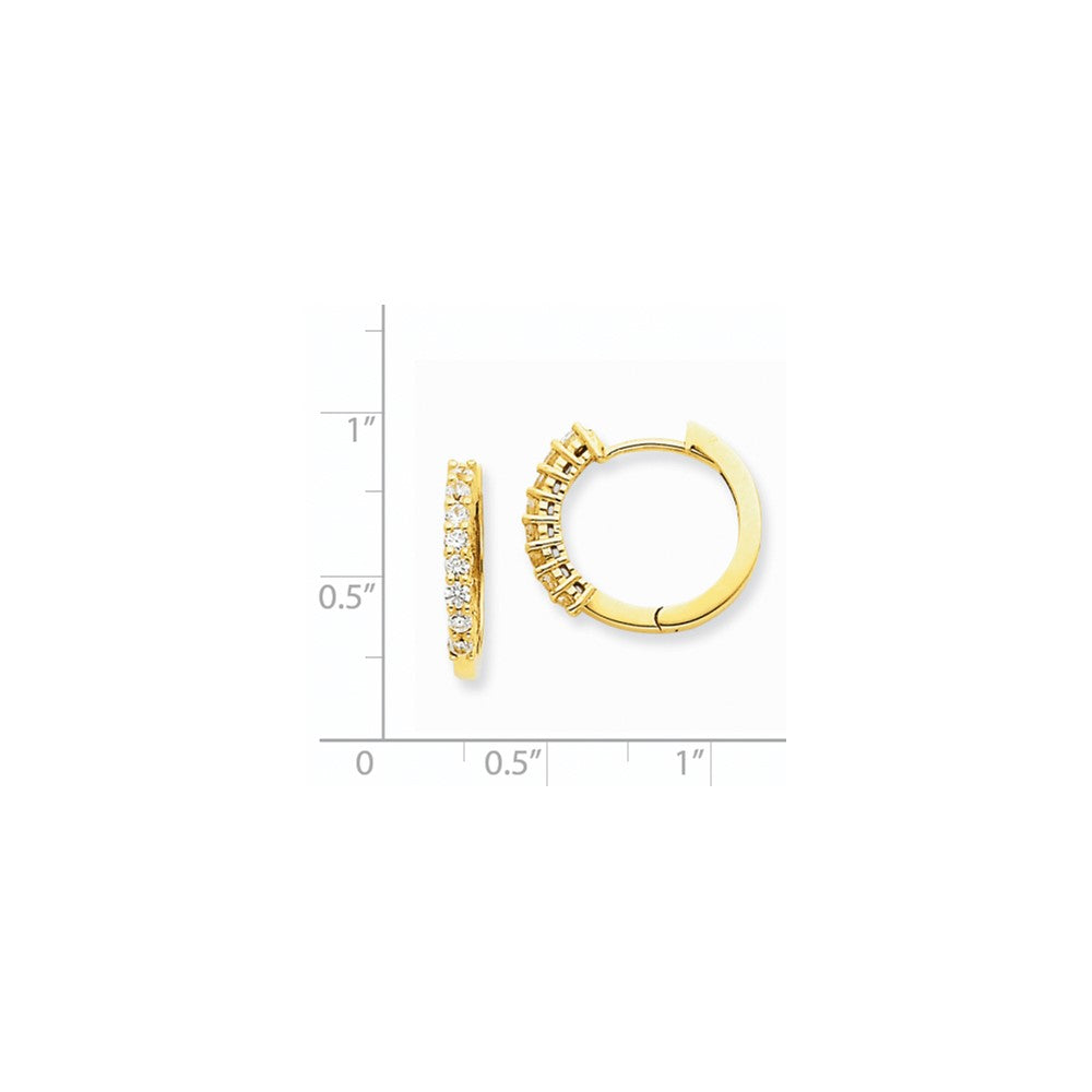 14K Gelbgold Creolen mit echten Diamanten und Klappscharnier