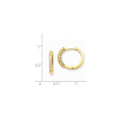 14K Gelbgold Creolen mit echten Diamanten und Klappscharnier