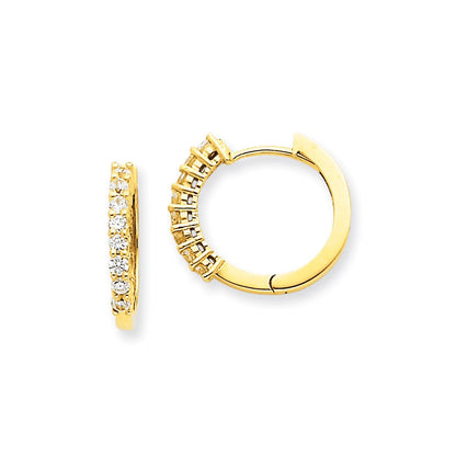 14K Gelbgold Creolen mit echten Diamanten und Klappscharnier